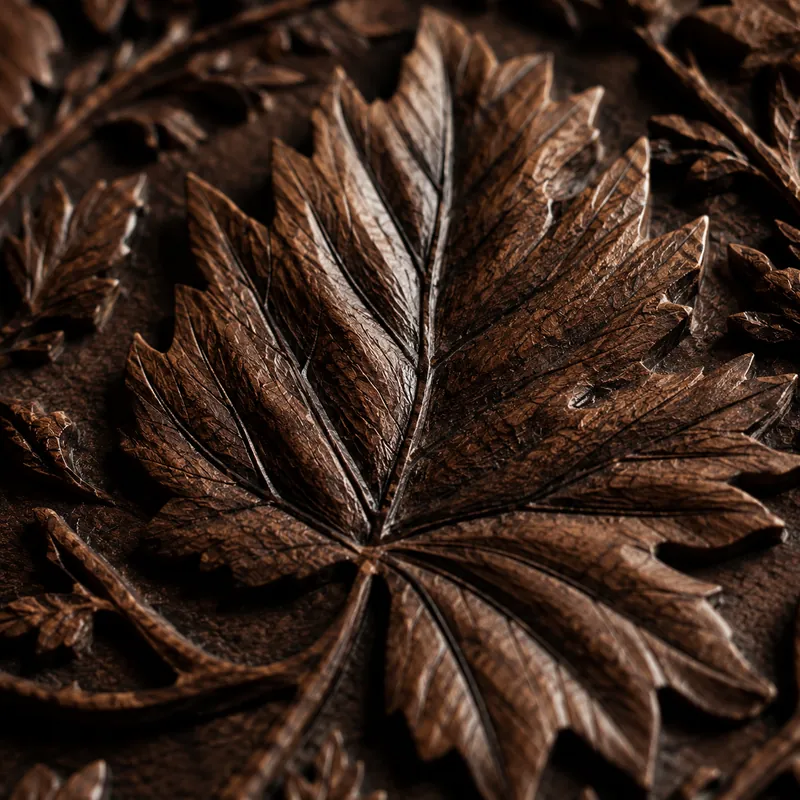 Kashmir walnut chinar leaf carving detail