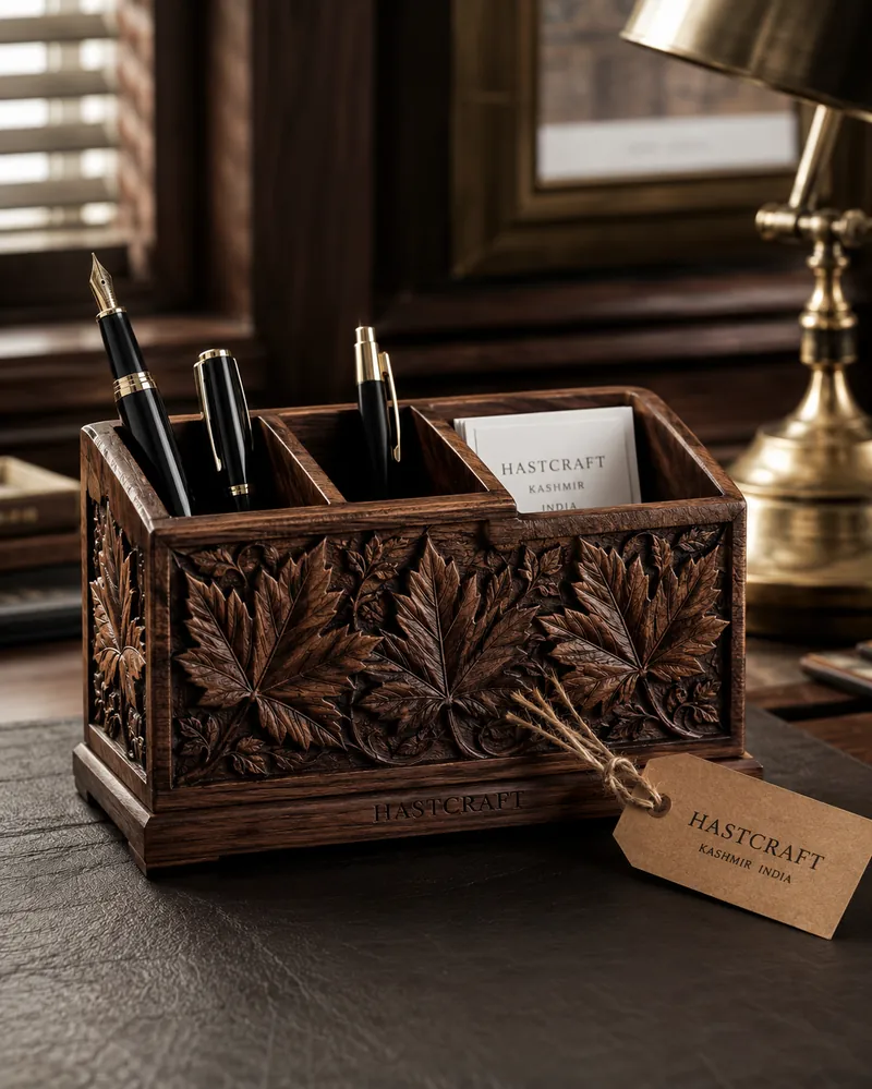 Kashmiri Walnut Desk Organiser